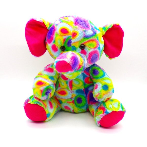 Kellytoy Elephant Plush Colorful Rainbow Spotted Soft Stuffed Animal Toy Gift - Picture 1 of 9